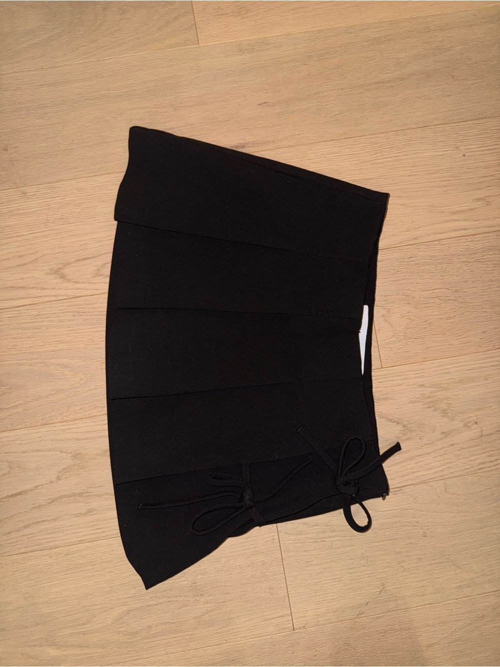 Black Women's Layered Mini Shorts with Side Tie